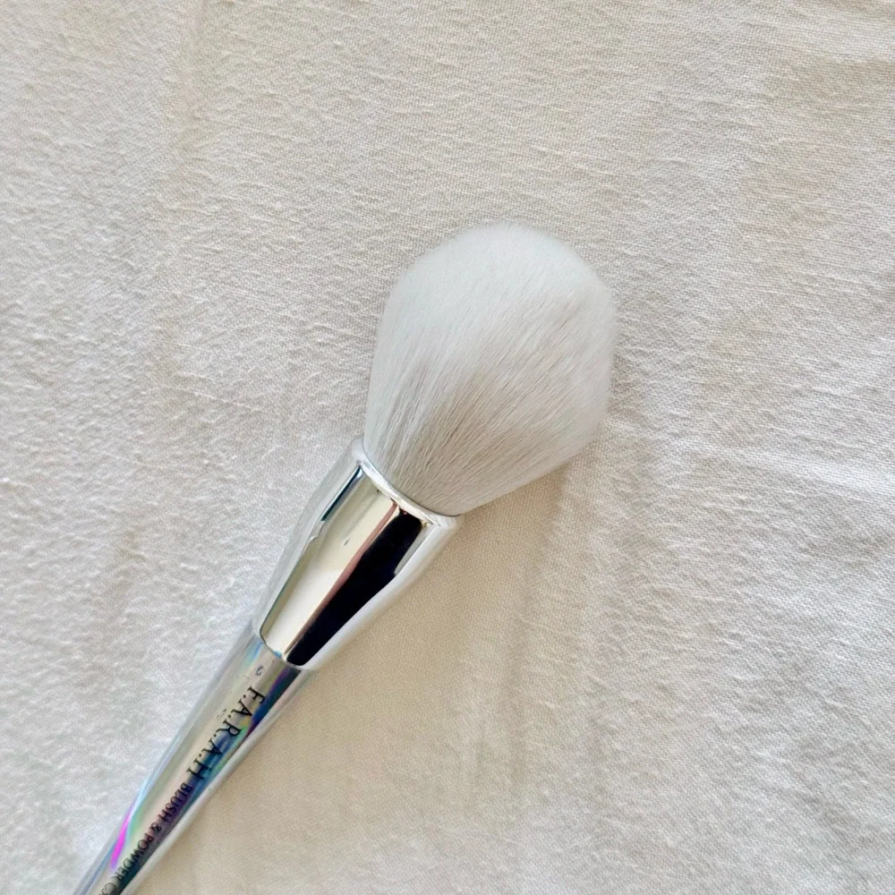 F.A.R.A.H 2 Holographic Duo Silver Makeup Brush Set Powder Contour Blush Brushes